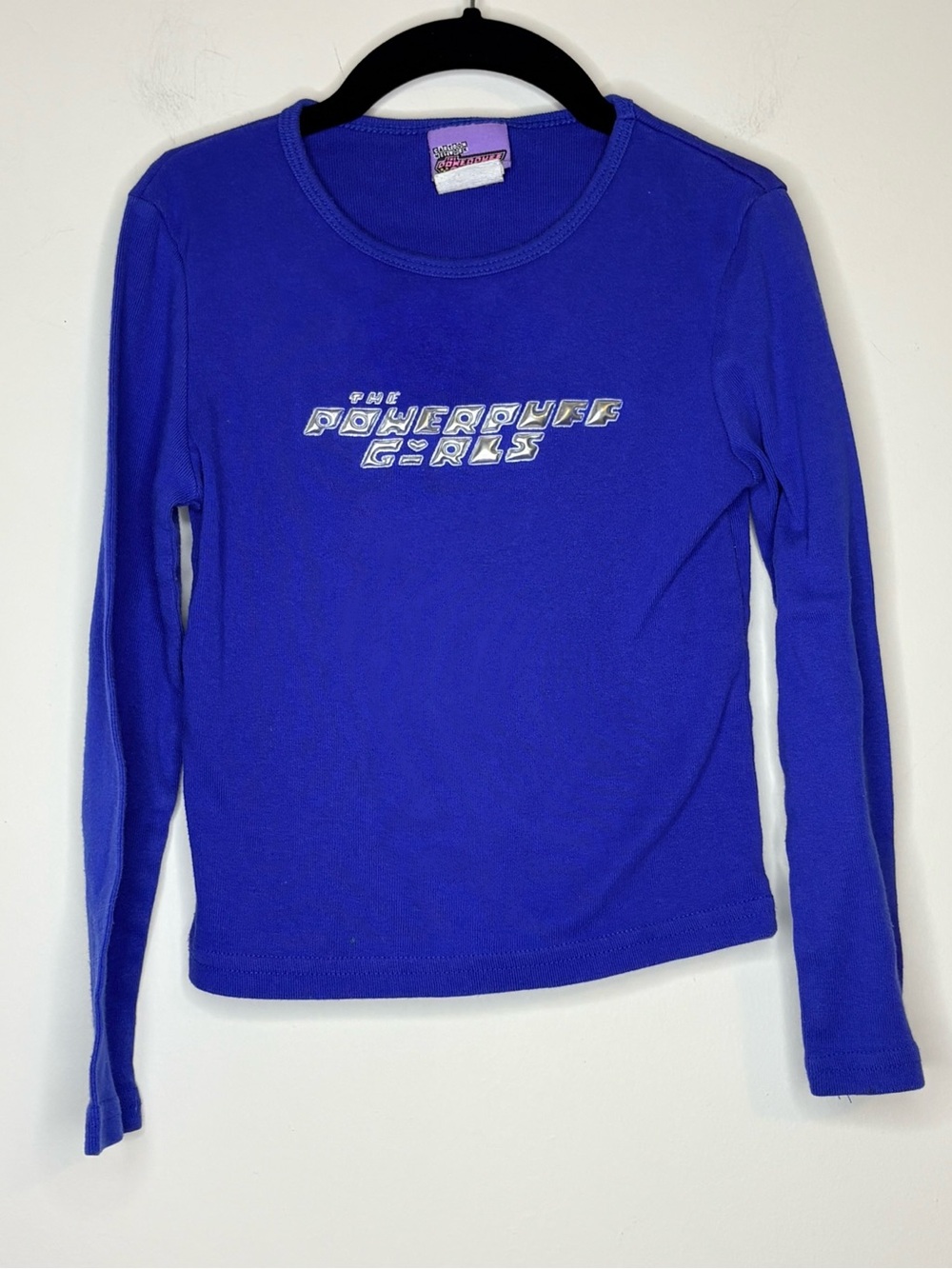 Y2K The PowerPuff Girls  Blue Long-Sleeve Tee Cartoon Network Size Medium 7/8